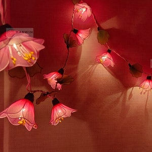 20 Pink Green String Lights Himalaya Flower Fairy Lights Bedroom Home Decor Living Room Wall Hanging Lights Wedding Dorm USB Battery Plug in