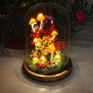 Enchanted Forest Mushroom Lamp, Mushroom Forest Night Light, Mushroom Lamp, Fantasy Fairy Tale Decor for Bedroom, Kids Room, Unique Gift