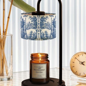 Blue Toile Candle Warmer Lamp with Remote