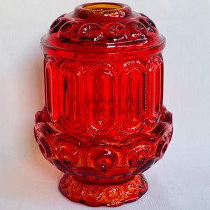 L. E. Smith Art Glass MCM Moon & Stars Amberina Courting or Fairy Lamp